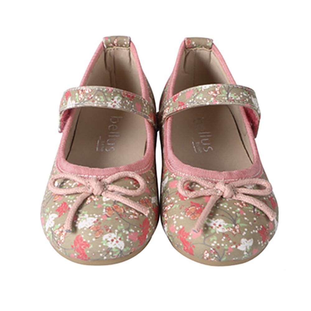Girls Ribbon Mary Jane Floral Ballerina Flats Pink